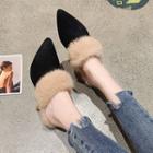 High Heel Furry Trim Mules