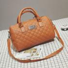 Quilted Faux Leather Barrel Bag