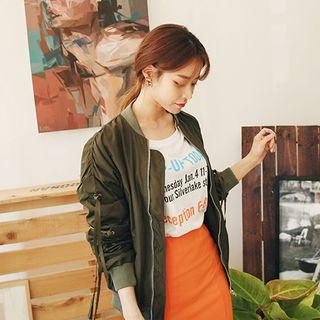 Strappy-sleeve Flight Jacket