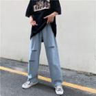 Distressed Straight-leg Wide-leg Jeans