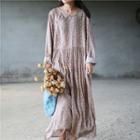 Drop Waist Maxi Dress Floral - Khaki - One Size