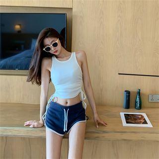 Plain Pleated Sleeveless Top White - One Size