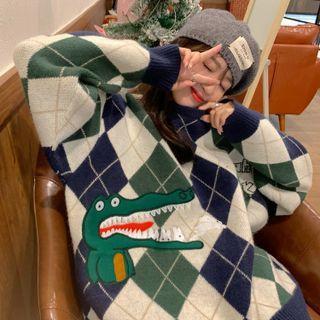 Argyle Sweater Blue & Green - One Size
