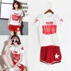 Set: Short-sleeve Print T-shirt + Shorts