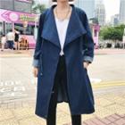 Drawstring Denim Trench Coat