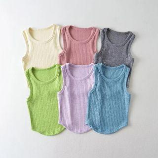 Sleeveless Ribbed Plain Crop Tank Top