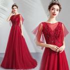 Floral Detail A-line Maxi Wedding Dress