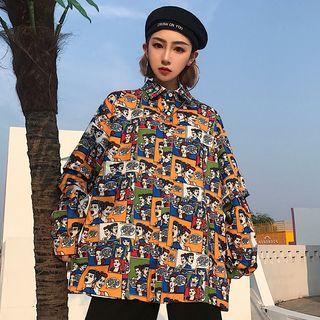 Print Mock Two-piece Shirt Orange - One Size