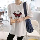 Short-sleeve Butterfly Print T-shirt