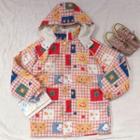 Hooded Print Padded Jacket As Shown In Figure - One Size