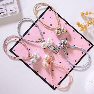 Rhinestone Faux Pearl Hair Tie