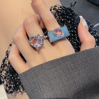 Heart Faux Crystal Open Ring