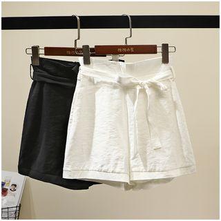 Tie-waist Wide-leg Shorts White - S