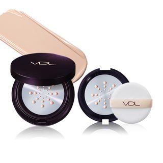 Vdl - Expert Metal Cushion Foundation Mega Set: Cushion Foundation Spf50+ Pa+++ With Refill (#a203) + Puff 2pcs 4pcs