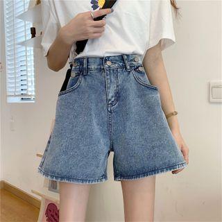 High-waist Buttoned A-line Shorts