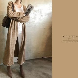 Wool Blend Maxi Open Cardigan
