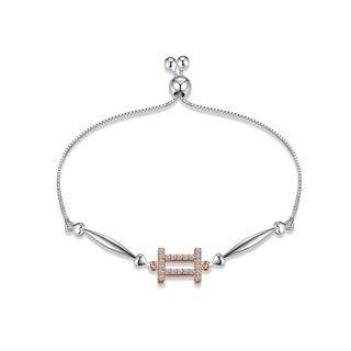 925 Sterling Silver Simple Elegant Fashion Constellation Zodiac -gemini And Heart Shape Bracelet With Cubic Zircon Silver - One Size