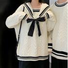 Couple Matching Contrast Trim Chunky Knit Sweater