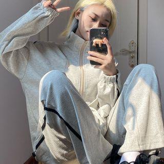 Contrast Trim Zip-up Jacket / Sweatpants