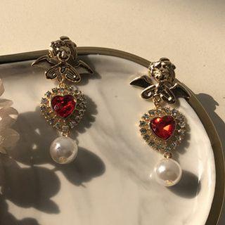 Gemstone Faux Pearl Drop Earring As Shown In Figure - One Size