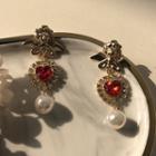 Gemstone Faux Pearl Drop Earring As Shown In Figure - One Size