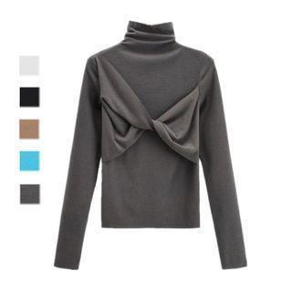 Mock-neck Twisted Knit Top