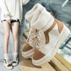 Knit Panel Color Block High Top Sneakers