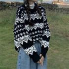 Vintage Print Long-sleeve Sweater