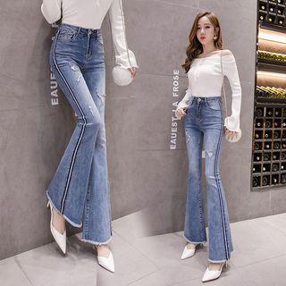 Washed Rhinestone Boot-cut Jeans