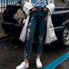 Floral Embroidered Loose Fit Jeans