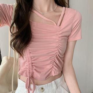 Asymmetric Drawstring Cropped Top