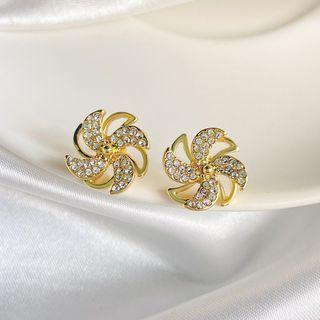 Windmill Rhinestone Alloy Earring 1 Pair - 01 - Light Gold - One Size