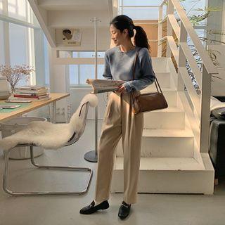 Fleece-lined Straight-leg Dress Pants