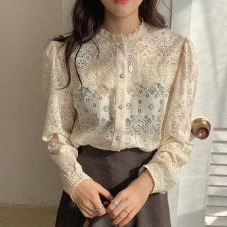 Faux Pearl Eyelet Blouse