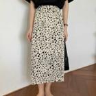 Leopard Print Slit Midi Straight-fit Skirt Leopard - White - One Size