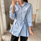 Round-hem Long Shirt With Belt