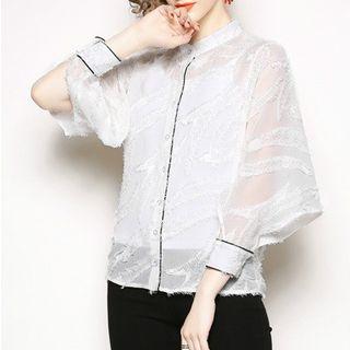 Balloon-sleeve Feather Blouse