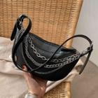 Layered Chain Faux Leather Sling Bag