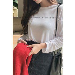 Text Print Drop-shoulder T-shirt Ivory - One Size