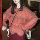 Scallop Edge Ombre Sweater Red - One Size