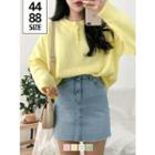 Pastel-color Loose-fit Knit Henley