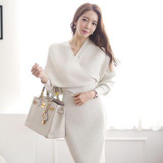 Set: Wrapped Sweater + Fitted Skirt