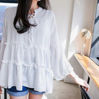 Tie-neck Tiered Frilled Top