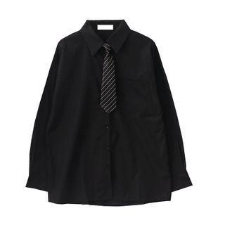Set: Pocket Detail Shirt + Striped Tie