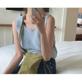 [dearest] Sleeveless Knit Top Sky Blue - One Size