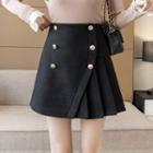 Pleated Asymmetrical Mini A-line Skirt