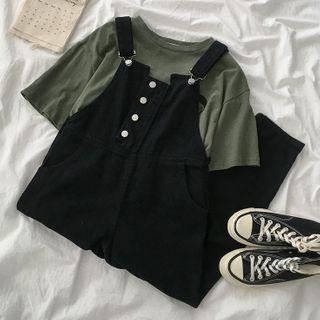 Short-sleeve Plain T-shirt / Harem Jumper Pants