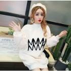 Embroidered Long Sweatshirt White - One Size