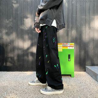 Splatter Print Loose Fit Pants