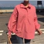 Balloon-sleeve Shirt Pink - One Size